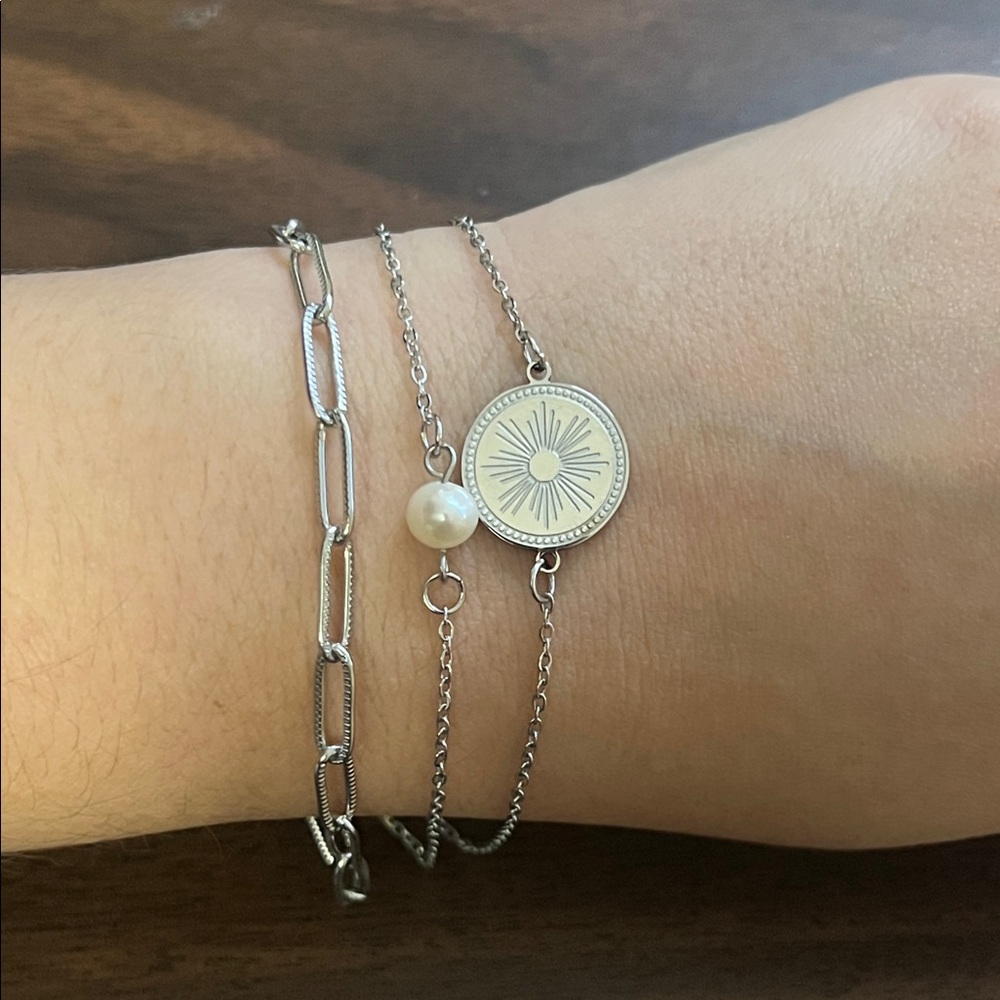 Stainless steel 3 layered sun bracelet